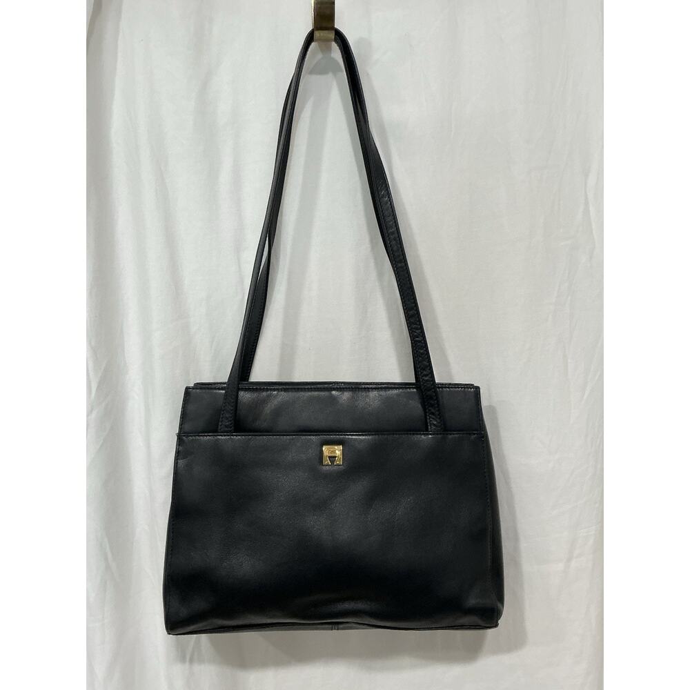 Vintage Etienne Aigner Black Soft Leather Shoulder Bag Purse Classic